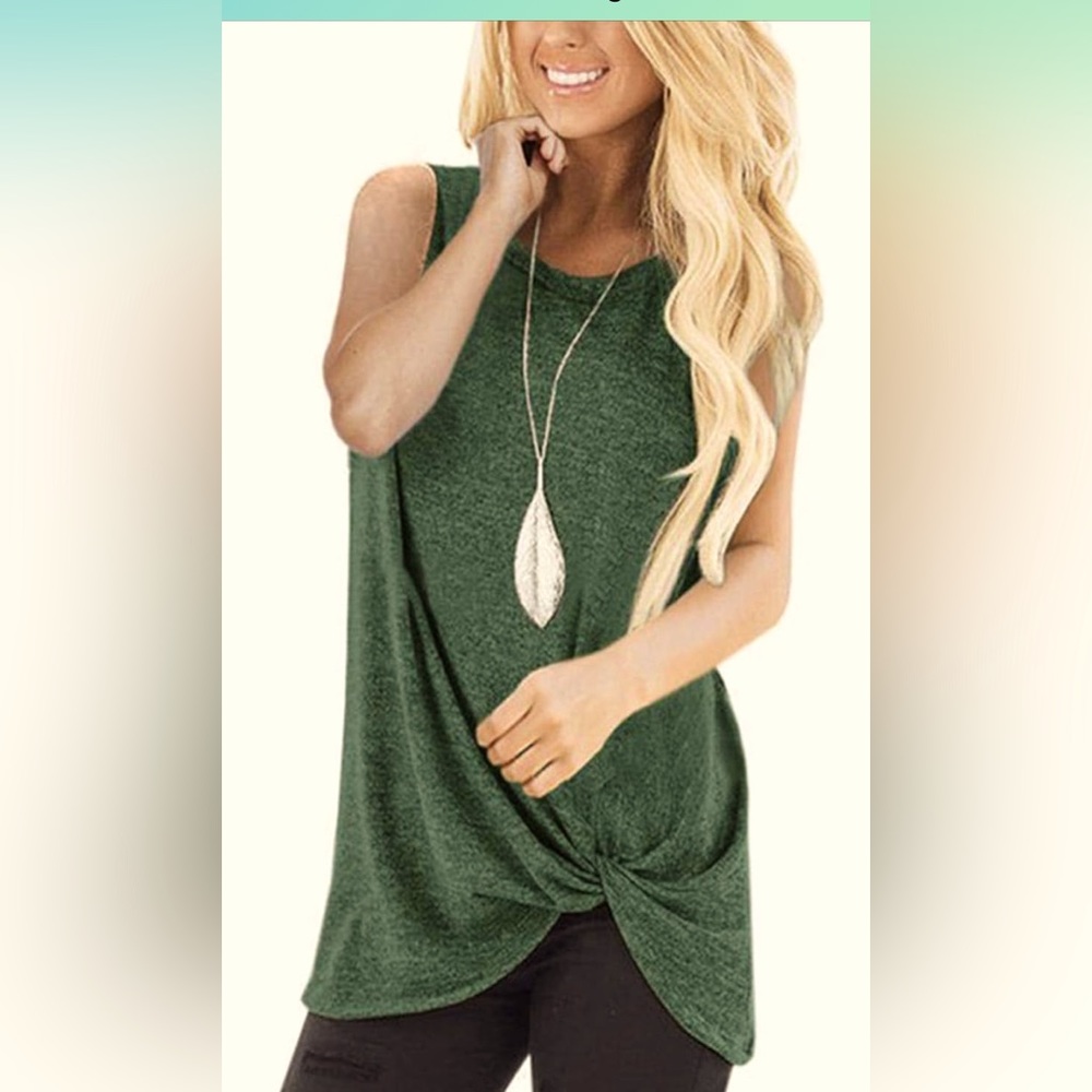 Womens Summer Tank Tops Twist Knot Casual Sleeveless Loose Fit Flowy Tunics Tops